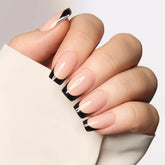 Classic Black French Square Nails - Press On Nails | Long Lasting & Reusable Nail Pop Studio
